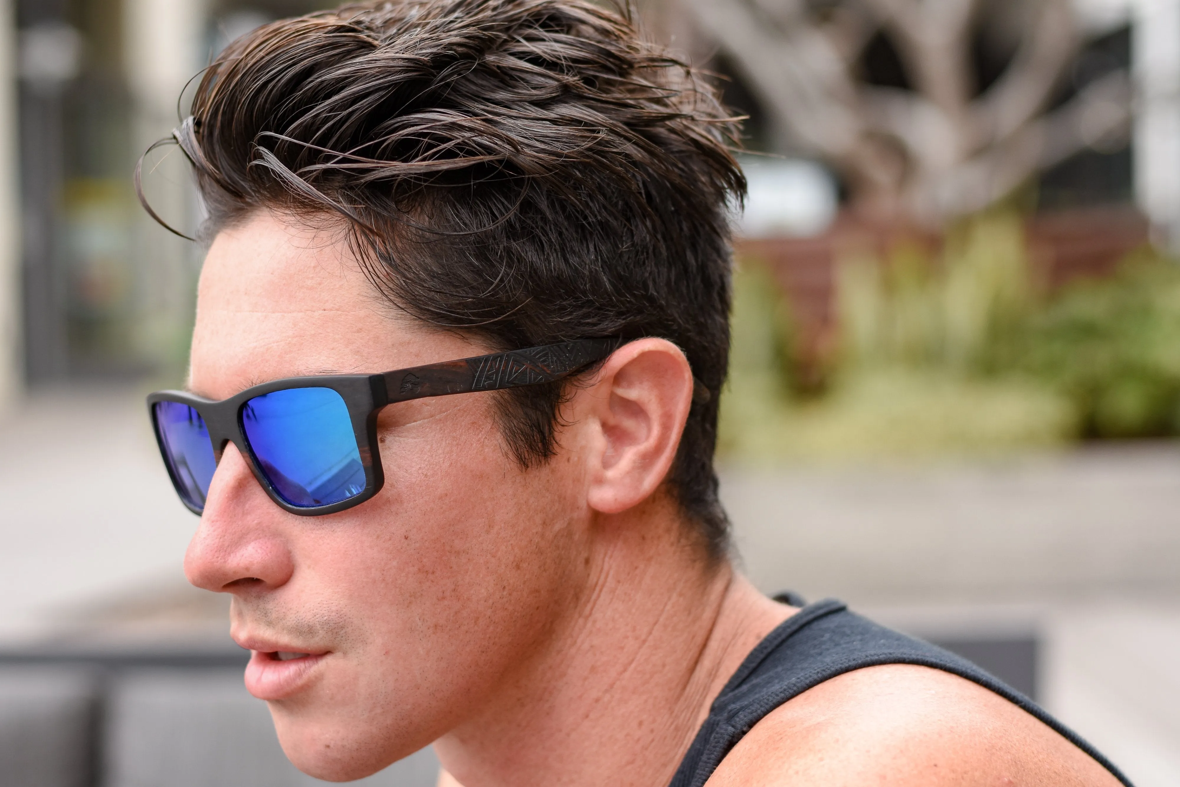 Ebony Wood Sunglasses With Tribal Design - Renegade