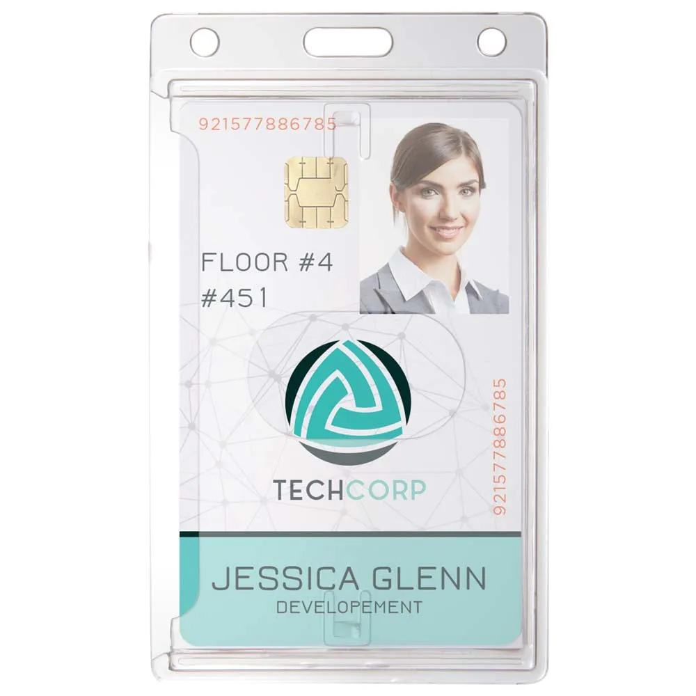 Economy Crystal Clear Vertical Side-Load Badge Holder, 2.13" x 3.38" (50/Pack)