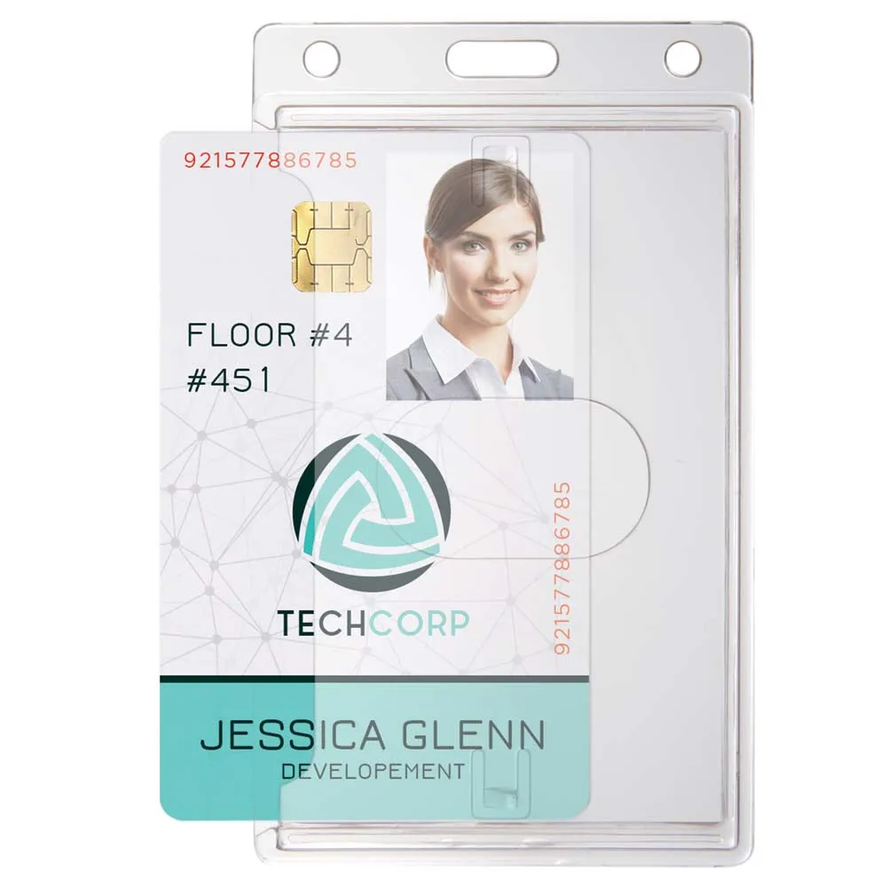 Economy Crystal Clear Vertical Side-Load Badge Holder, 2.13" x 3.38" (50/Pack)