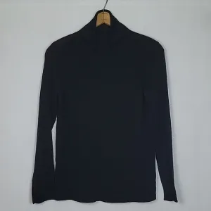 Eileen Fisher Black Lightweight Turtleneck Sweater 100% Merino Wool Size XS
