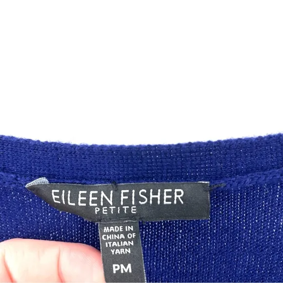 Eileen Fisher V Neck Merino Wool Boxy Sweater 3/4 Sleeve Dolman Tunic Shirt Top