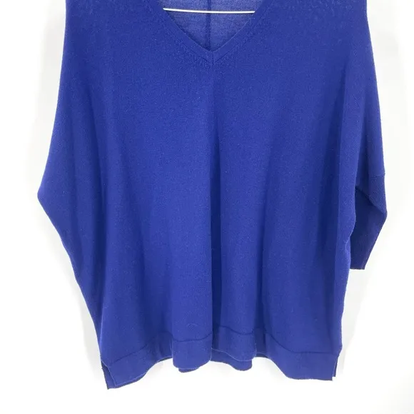 Eileen Fisher V Neck Merino Wool Boxy Sweater 3/4 Sleeve Dolman Tunic Shirt Top