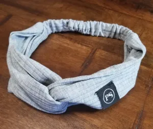 Elastic Knot Ribbed Knit Headband (Light Grey)