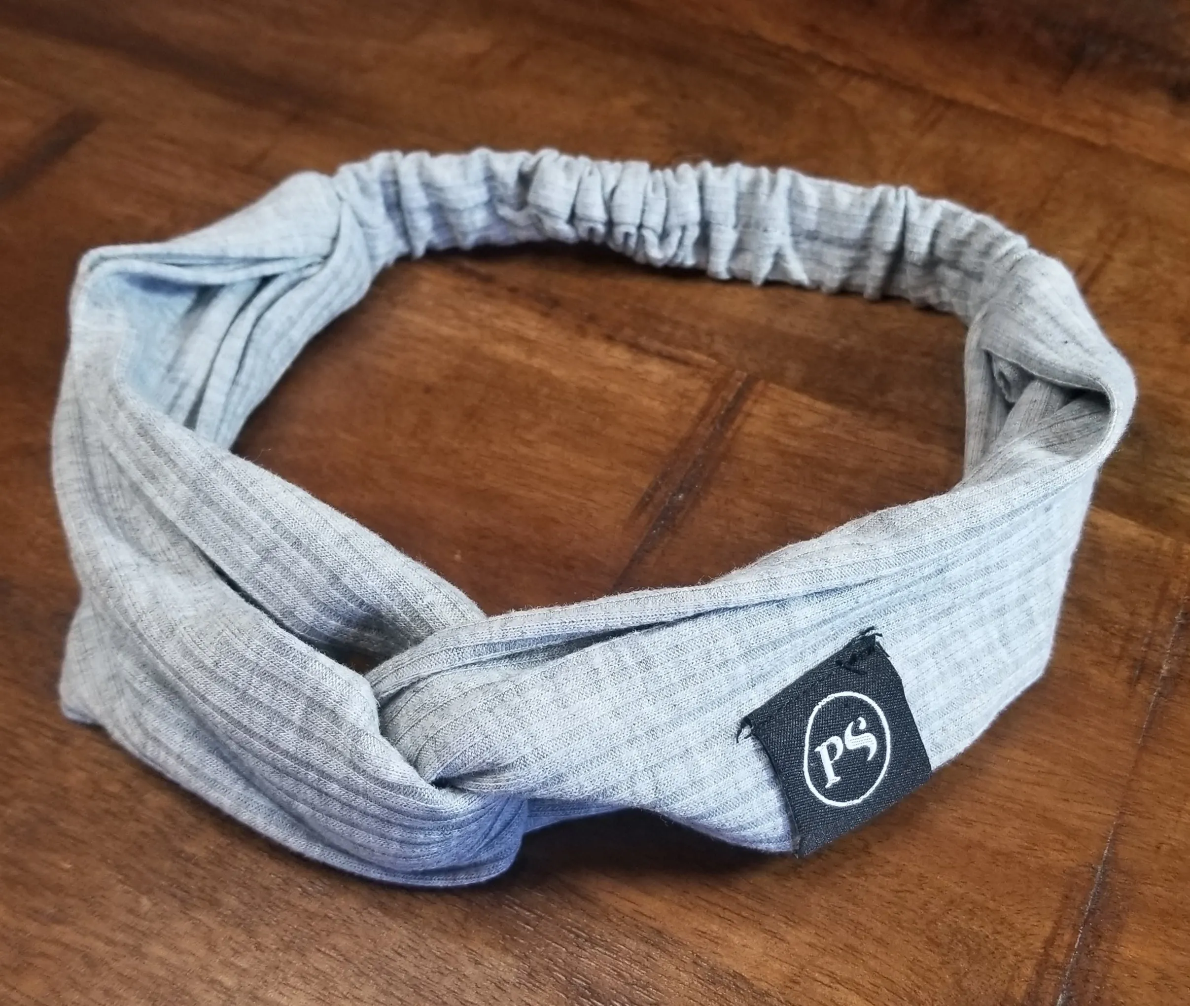 Elastic Knot Ribbed Knit Headband (Light Grey)