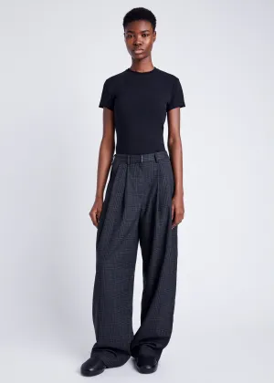 Eleanor Pant in Grid Flannel (Carbon Melange)