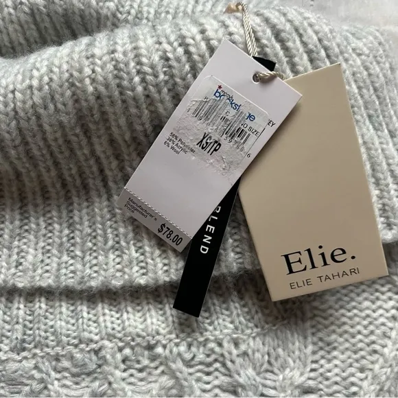 Elie Tahari Cream Turtle Neck Cable Knit Sweater
