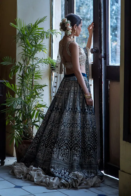 Embellished Bridal Indian Blue Lehenga Choli #BN1244