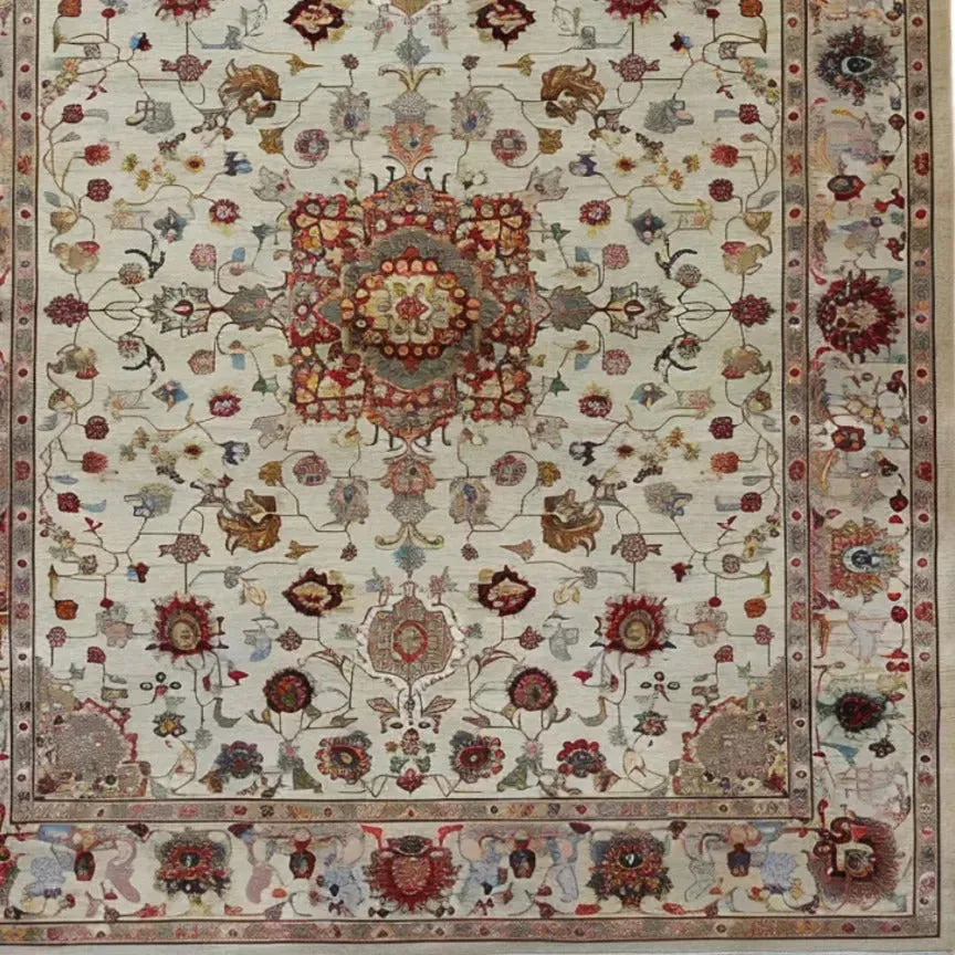 Embellished Flower Hand Knotted Area Rug
