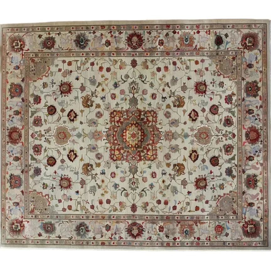 Embellished Flower Hand Knotted Area Rug
