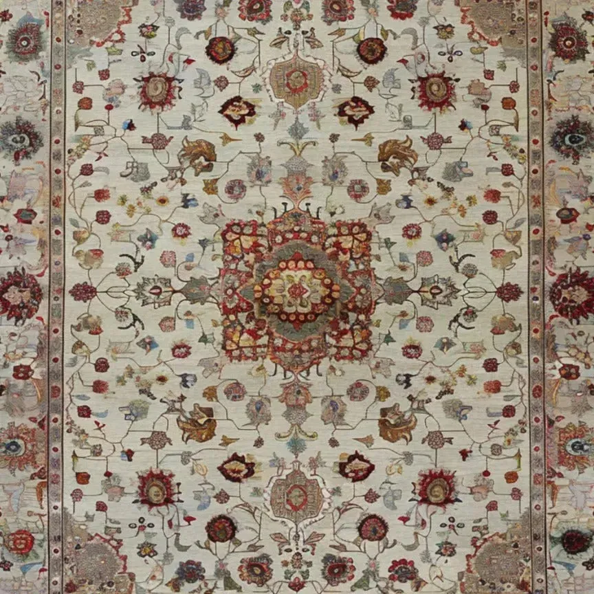 Embellished Flower Hand Knotted Area Rug