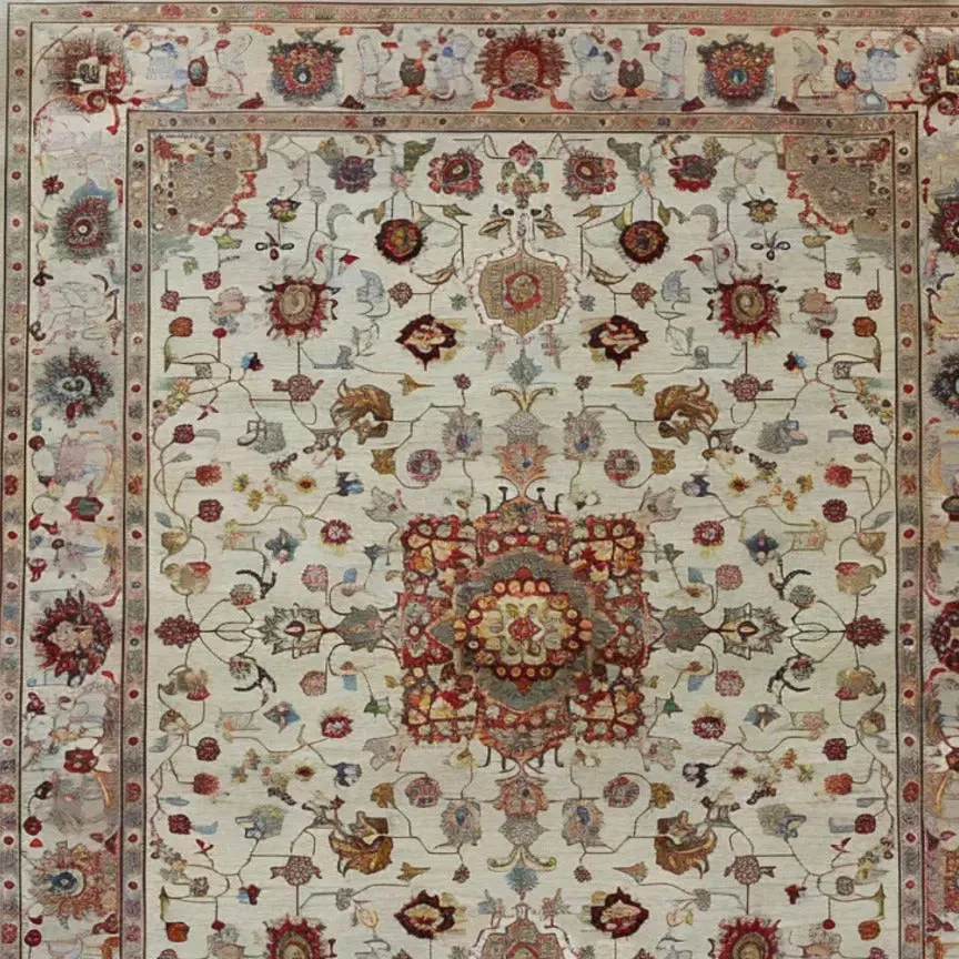 Embellished Flower Hand Knotted Area Rug