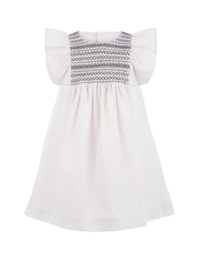 Embroidered Trapeze Dress Ivory