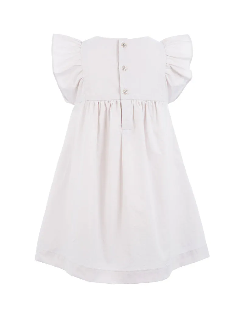 Embroidered Trapeze Dress Ivory