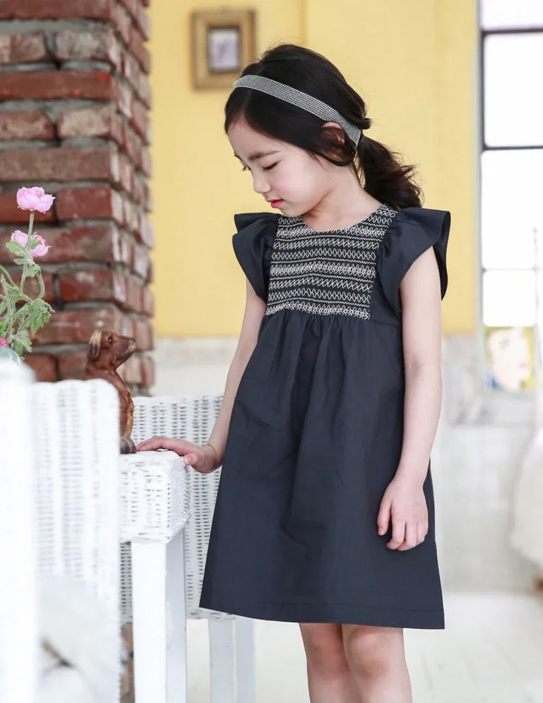Embroidered Trapeze Dress Ivory