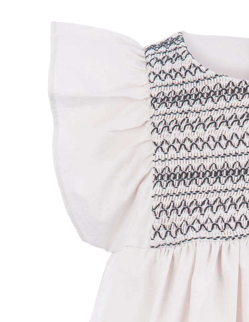 Embroidered Trapeze Dress Ivory