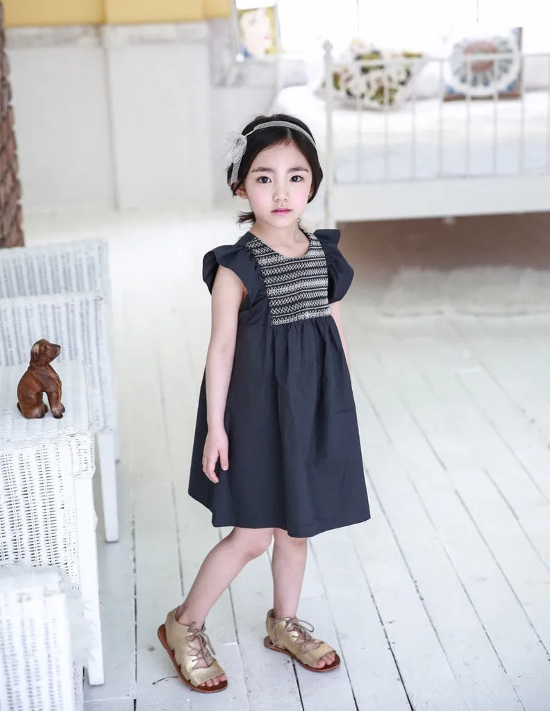 Embroidered Trapeze Dress Ivory