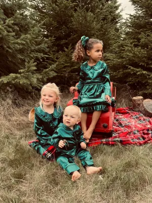 EMERALD GREEN satin frilled nightgown - GIRL