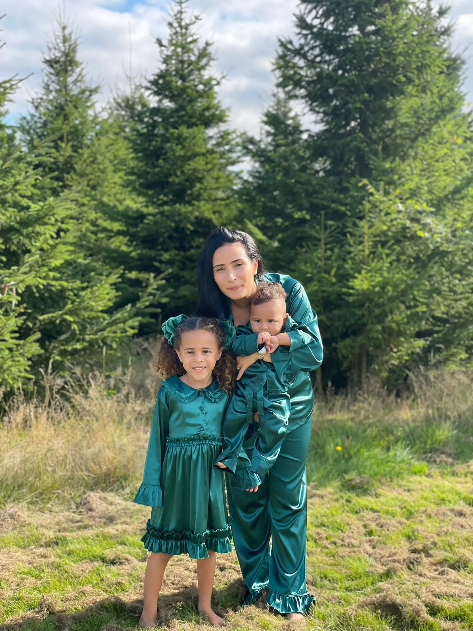 EMERALD GREEN satin frilled pyjamas - MUMMY