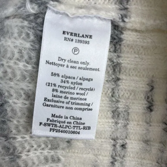 EVERLANE  S Alpaca Wool Blend Mark Knit Turtleneck Cozy Chunky Knit  Sweater