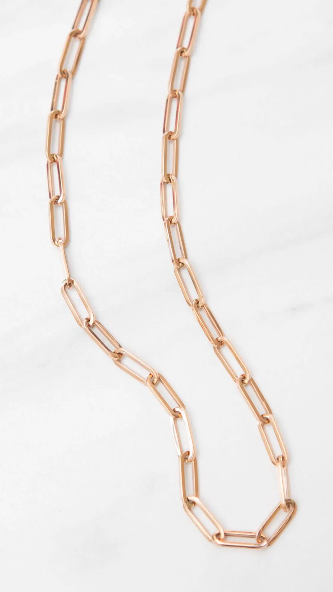 Extra Large Italian Solid Gold 16" Paper Clip Necklace