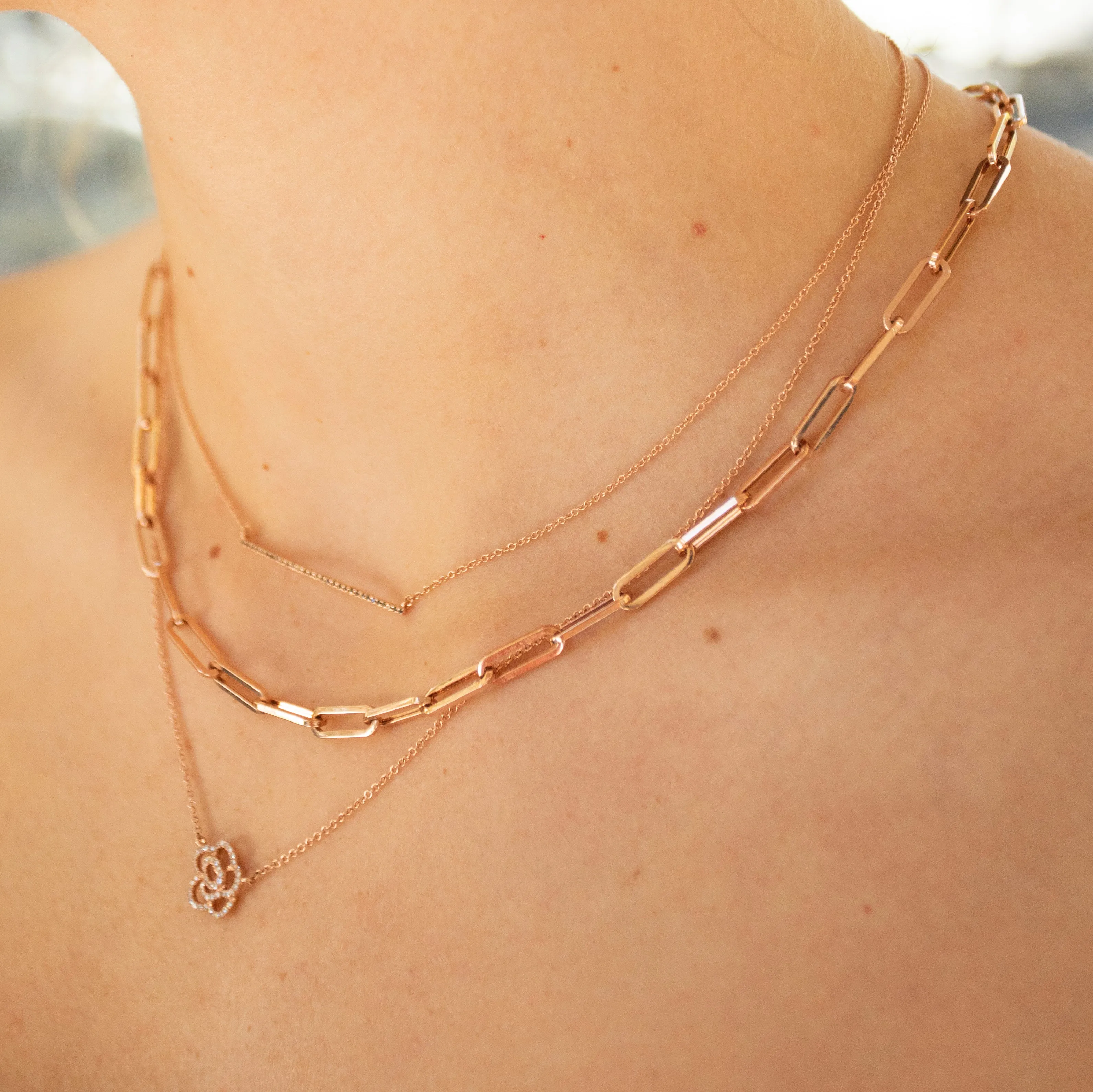 Extra Large Italian Solid Gold 16" Paper Clip Necklace
