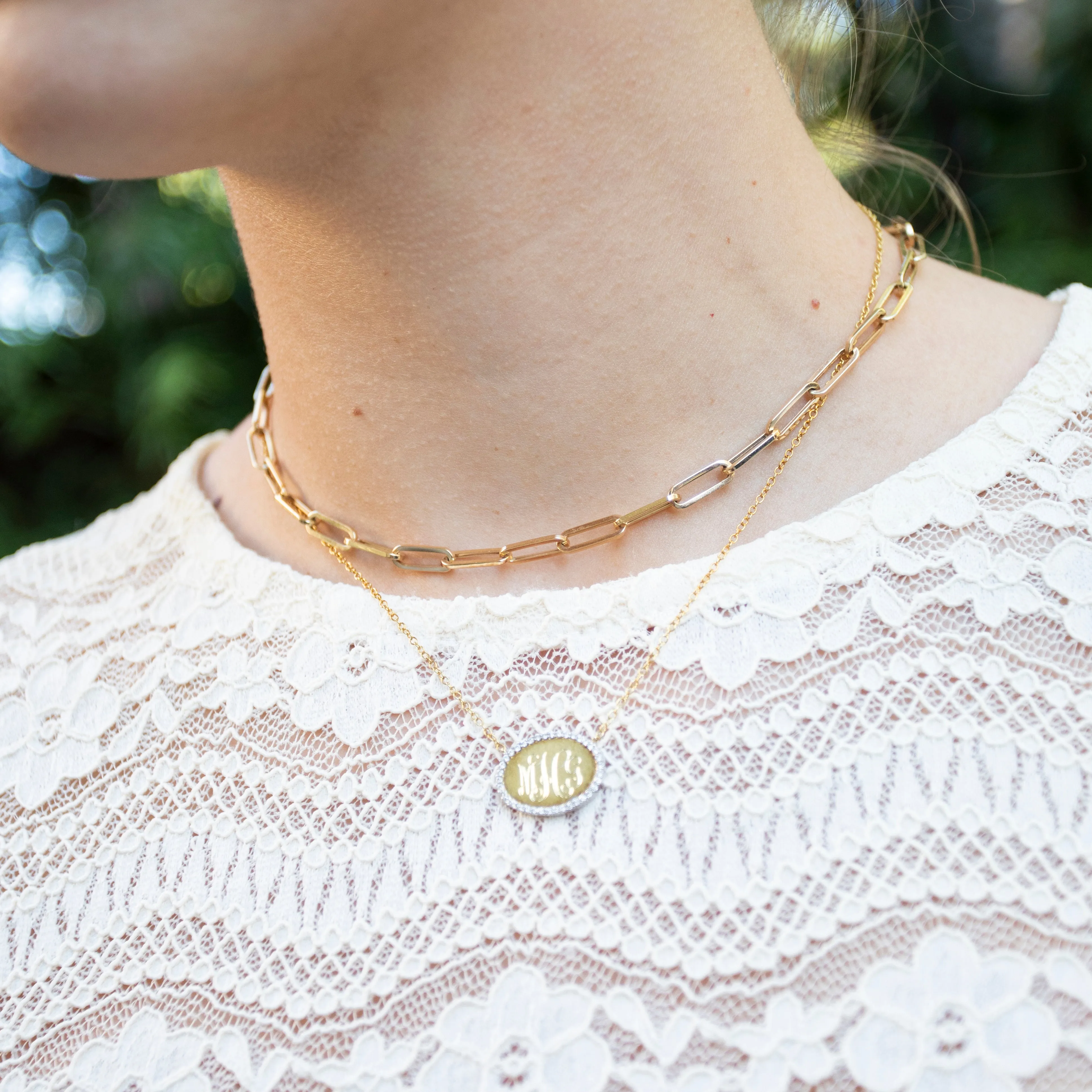 Extra Large Italian Solid Gold 16" Paper Clip Necklace