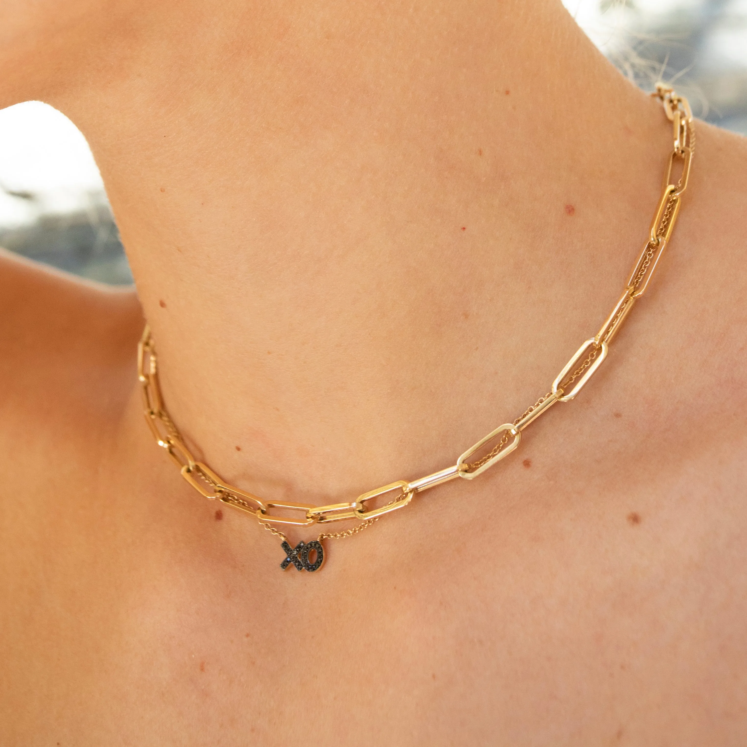 Extra Large Italian Solid Gold 16" Paper Clip Necklace