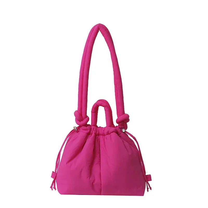 Fashion Casual Large Capacity Puffer Tote Bag Designer Padded Nylon Women Shoulder Bags Handbags Knotted Strap Crossbody Bags