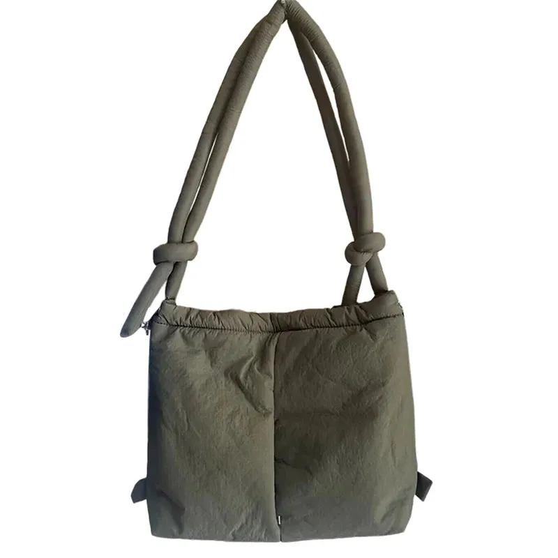Fashion Casual Large Capacity Puffer Tote Bag Designer Padded Nylon Women Shoulder Bags Handbags Knotted Strap Crossbody Bags