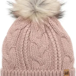 Faux Fur Pom Knit Bean
