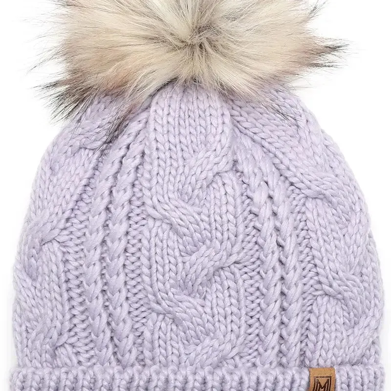 Faux Fur Pom Knit Bean