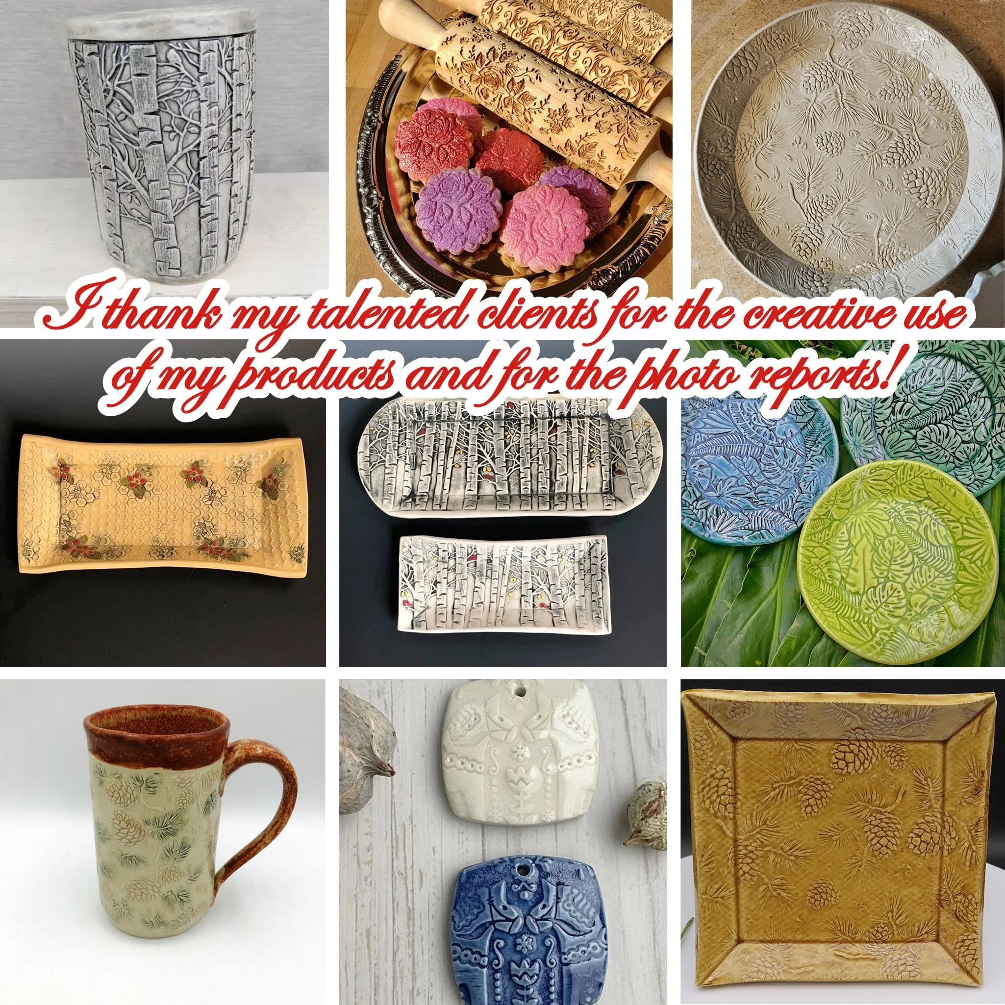 Fern Leaf Circle Forest Rolling Pin Embossed, Engraved, Texturred Sugar Cookies, Clay Roller, Shortbread, Pottery Stamp, Christmas Gift