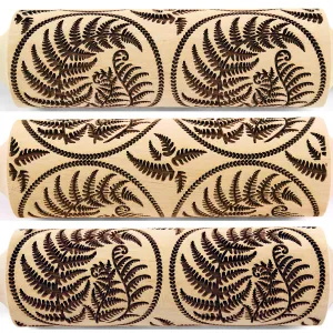 Fern Leaf Circle Forest Rolling Pin Embossed, Engraved, Texturred Sugar Cookies, Clay Roller, Shortbread, Pottery Stamp, Christmas Gift