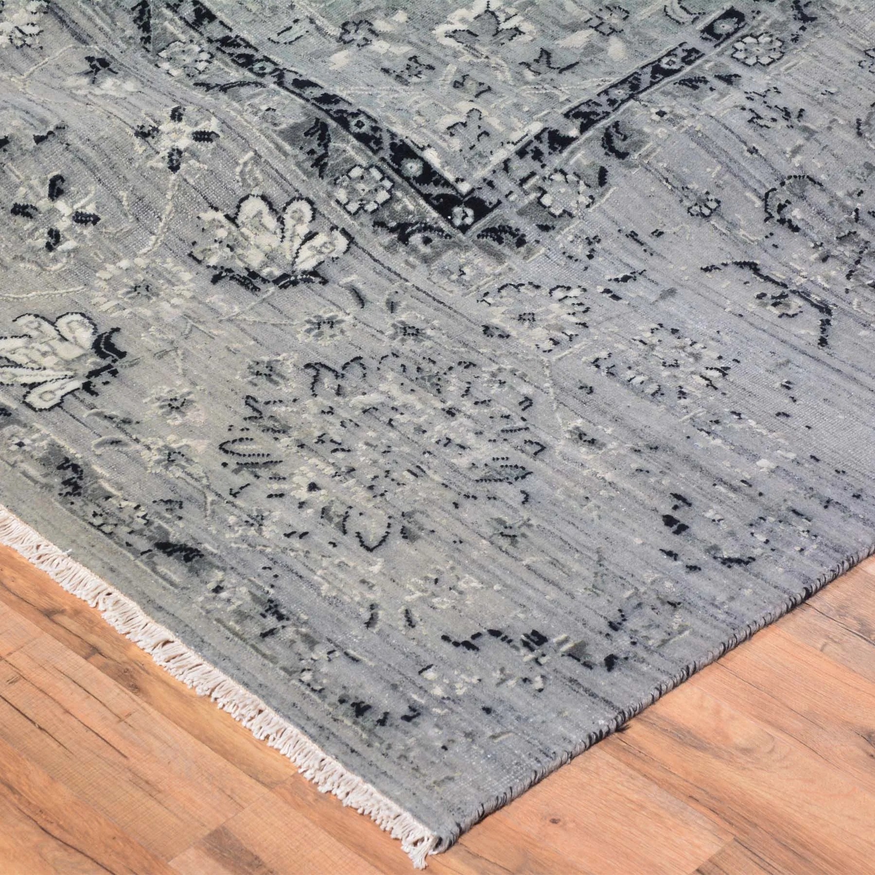 Fine Wool Silk Traditional Design Handmade Rug (Size 9.1 X 12.2) Brral-6378