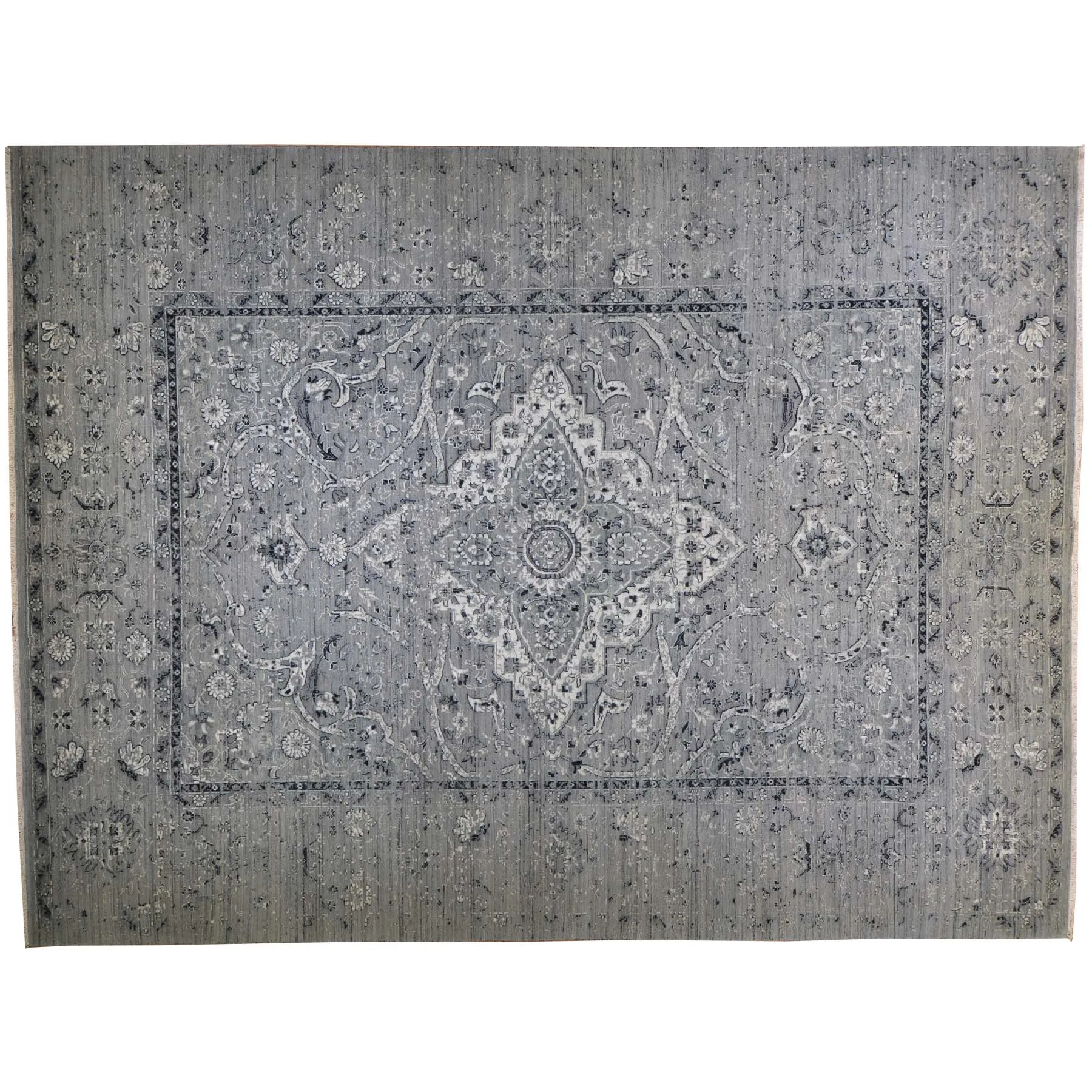Fine Wool Silk Traditional Design Handmade Rug (Size 9.1 X 12.2) Brral-6378