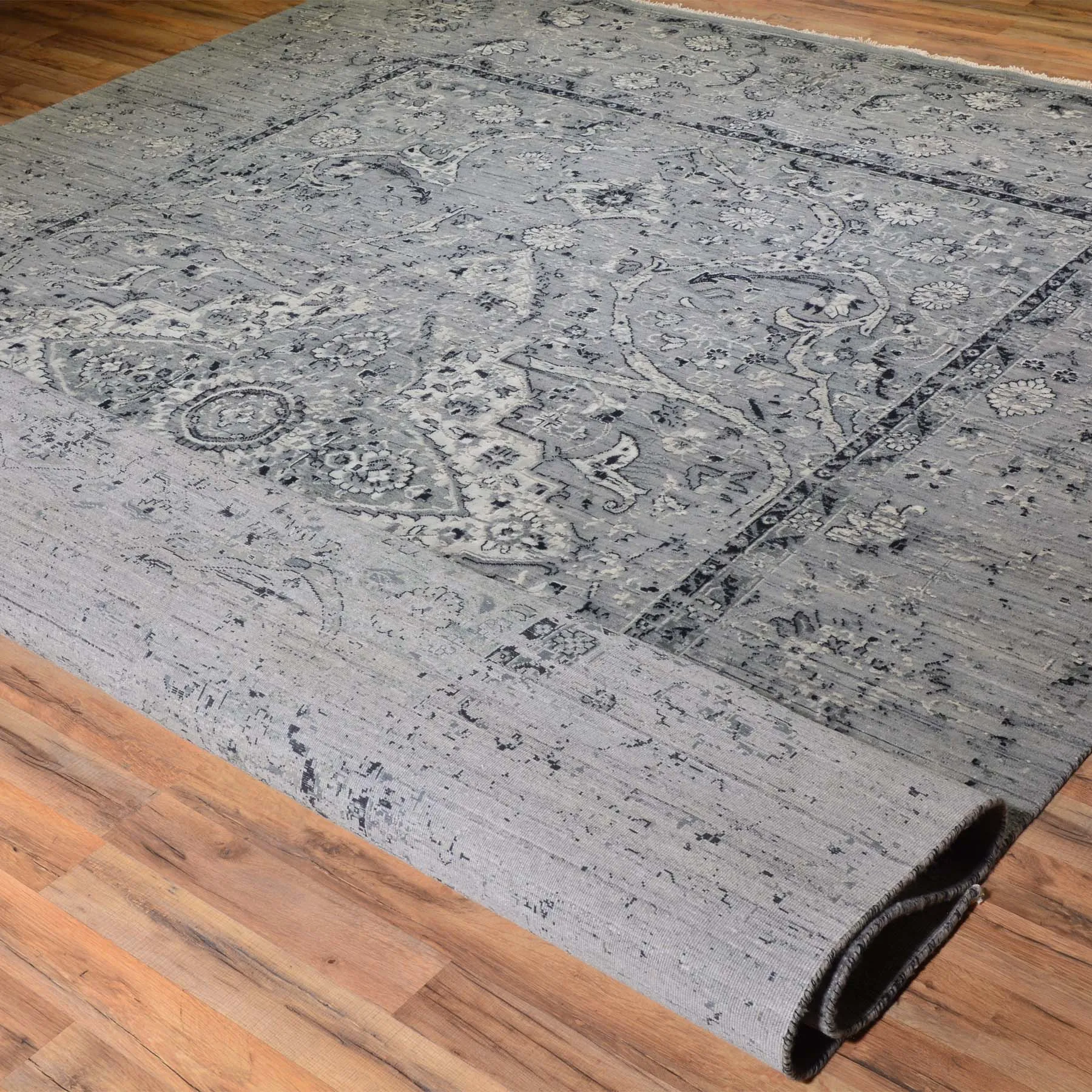 Fine Wool Silk Traditional Design Handmade Rug (Size 9.1 X 12.2) Brral-6378
