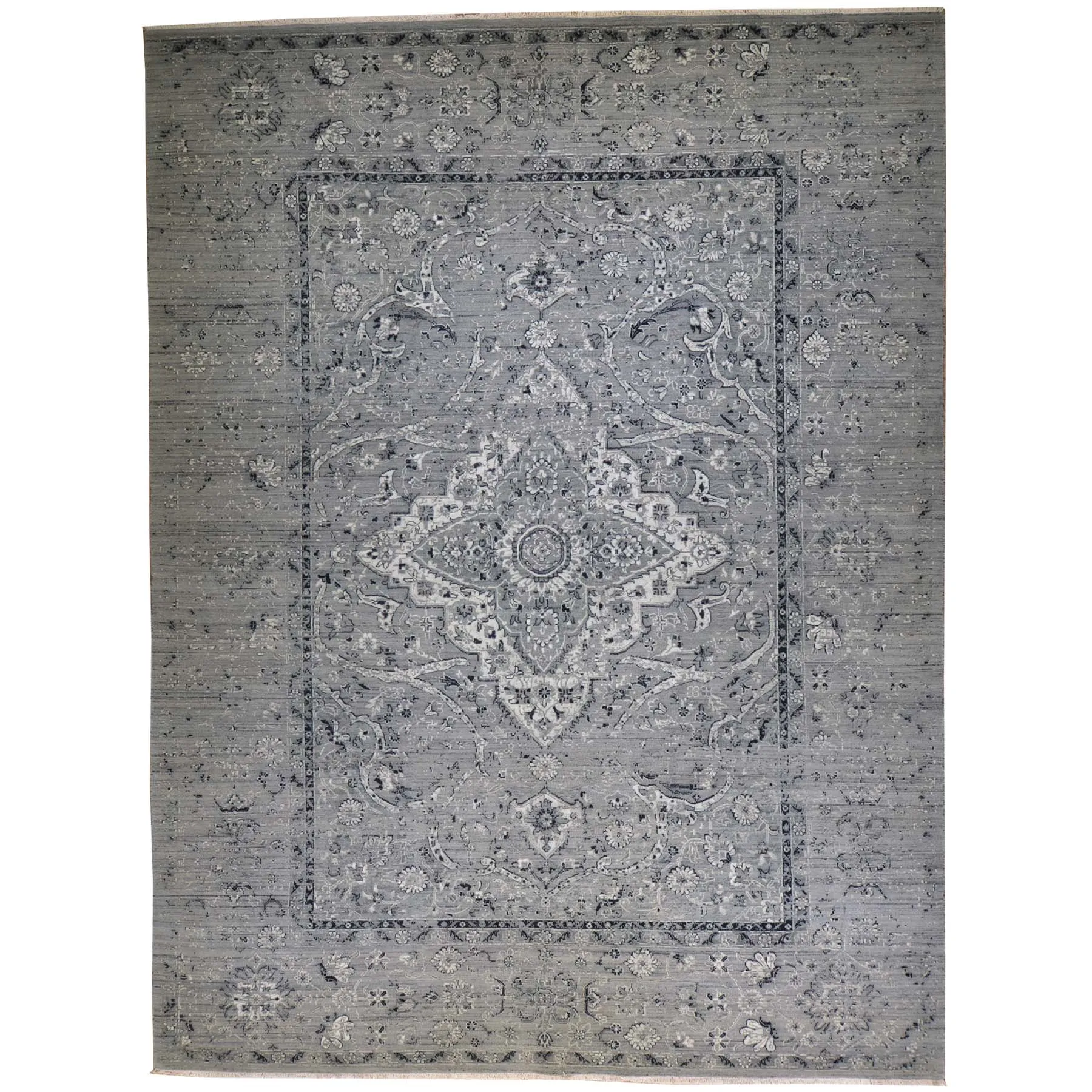Fine Wool Silk Traditional Design Handmade Rug (Size 9.1 X 12.2) Brral-6378