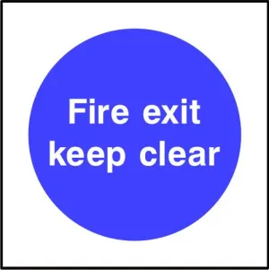 Fire exit keep clear safety sign