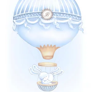 FIRST BABY - Hot Air Ballon Swaddle Blanket - Blue