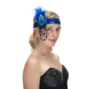 Flapper Headband  Blue and Gold