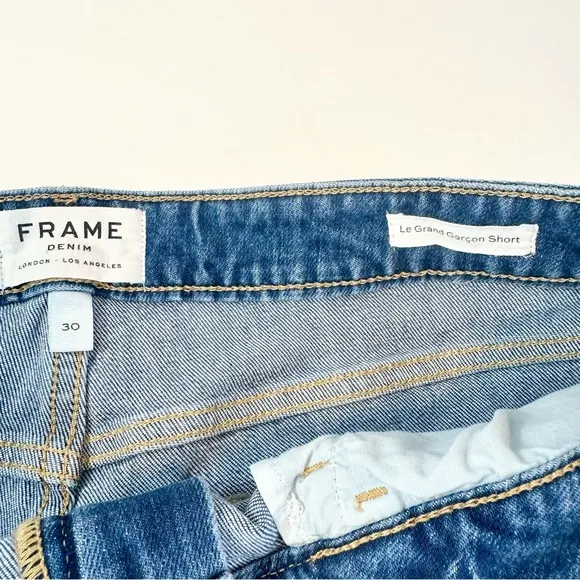 Frame Denim Le Grand Garcon Distressed Short, Shear Wash