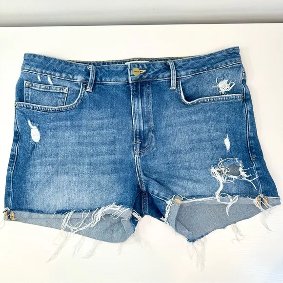 Frame Denim Le Grand Garcon Distressed Short, Shear Wash
