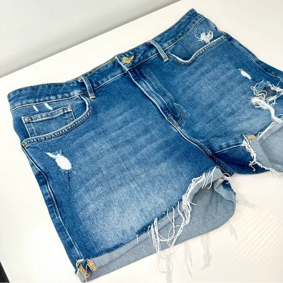 Frame Denim Le Grand Garcon Distressed Short, Shear Wash