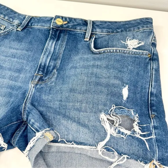 Frame Denim Le Grand Garcon Distressed Short, Shear Wash