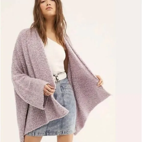 FREE PEOPLE BFF Cardigan Sweater Passion Flower Purple Lilac
