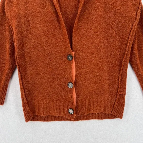 FREE PEOPLE Eucalyptus Cardigan Sweater Womens XS Rust Orange Brown Slouchy Cozy