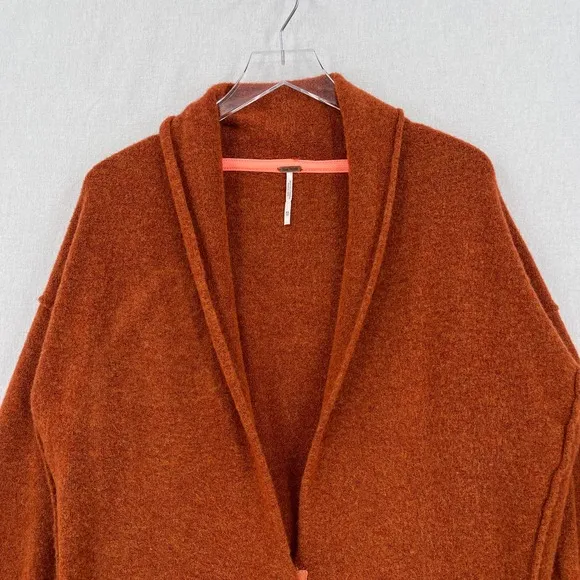 FREE PEOPLE Eucalyptus Cardigan Sweater Womens XS Rust Orange Brown Slouchy Cozy
