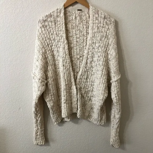 Free People Fun Times Snap Oversized Cardigan in Cream - Size Small