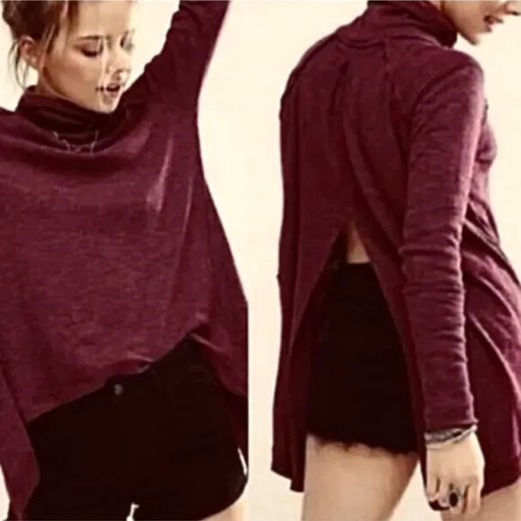Free People Juicy Long Sleeve Mock Neck Top in Date Night Size Small