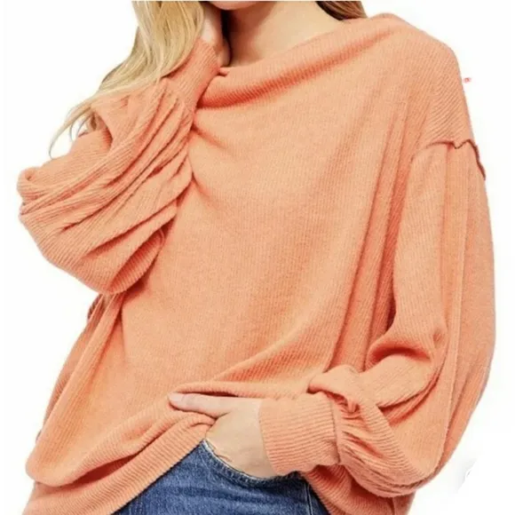 Free People Main Squeeze Hacci Balloon Sleeve Top
